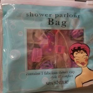 NWT Spa Sister Shower Cap and Parlour Bag